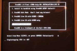 FreeDOS LiveCD Bootauswahl